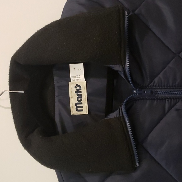 Marks Quilted Vest Mens Large Navy Blue Liner Size Large - Picture 3 of 9